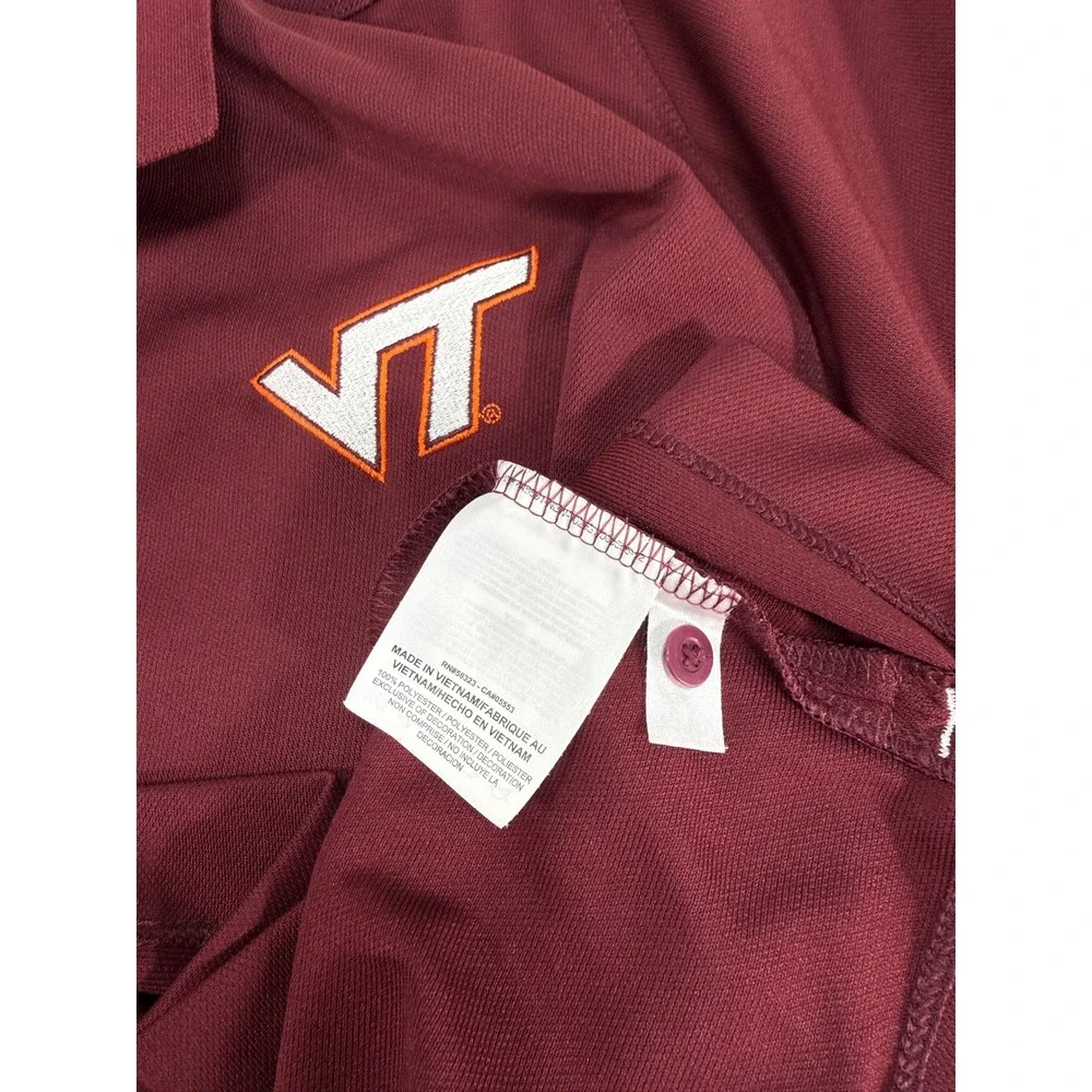 Virginia Tech Nike Polo Shirt Mens XL Maroon NCAA Football Dri-FIT EUC